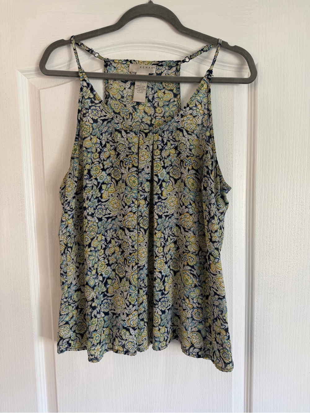Kenar Navy Floral Paisley Spaghetti-Strap Tank with Yellow Accents